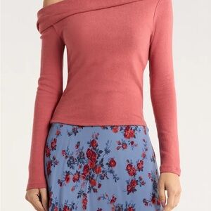 Reformation elio off the shoulder long sleeve